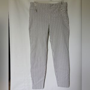 Soho Apparel Ltd Womens Ankle Pants Size XL Color Stripe White/Gray